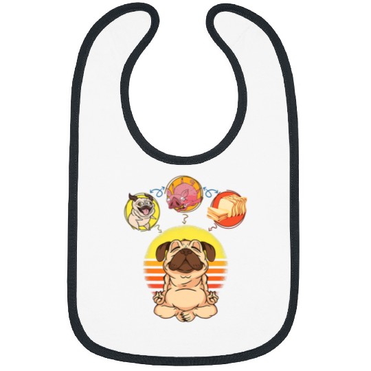 Namaste Yoga Funny Pug Dog Pig Loaf of Bread Pug Loaf Yoga Meditation Pug Meditation Bibs