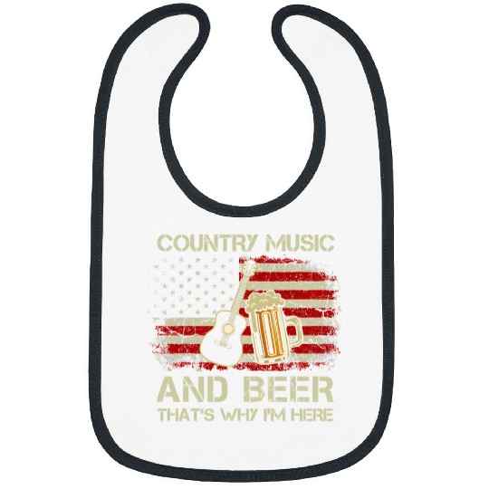 Beer Country Music And Beer Thats Why Im Here vintages USA Flag51 Bibs
