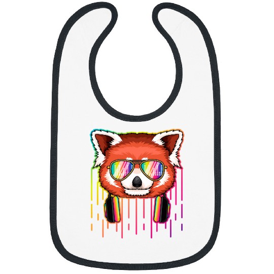 Funny Bear Music Red Panda Dj With Headphones Musical Red Panda Lovers 429 Cute Bears Bibs