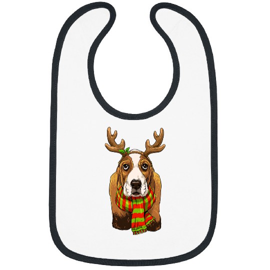 Dog Basset Hound Christmas Basset Hound Santa Clause Reindeer xmass Dog Lovers139 Bibs