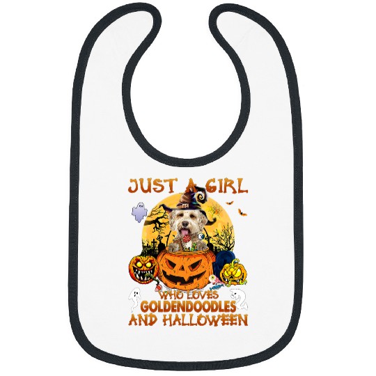 Dog Goldendoodle Just a Girl who loves Goldendoodle and Halloween 2 Bibs