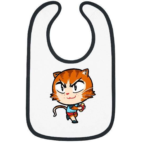 Cute Kawaii Cat Rugby Player Cat Lover Bibs