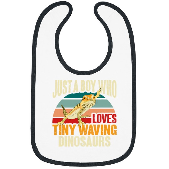 Bearded Dragon Just A Boy Who Loves Tiny Waving Dinosaurs Bibs