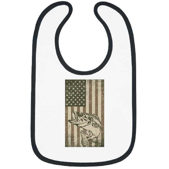 Fishing vintages Outdoor Big Bass Fish Camouflage USA Fisherman Flag Fisher Bibs