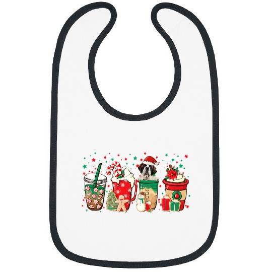 Dog Saint Bernard Christmas Coffee Red Peppermint Latte Iced Saint Bernard Bibs