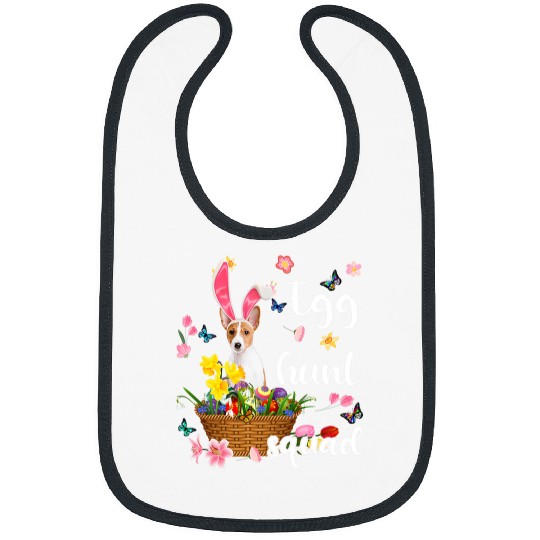 Dog Basenji Happy Easter Day Easter Colorful Egg Hunt Bibs