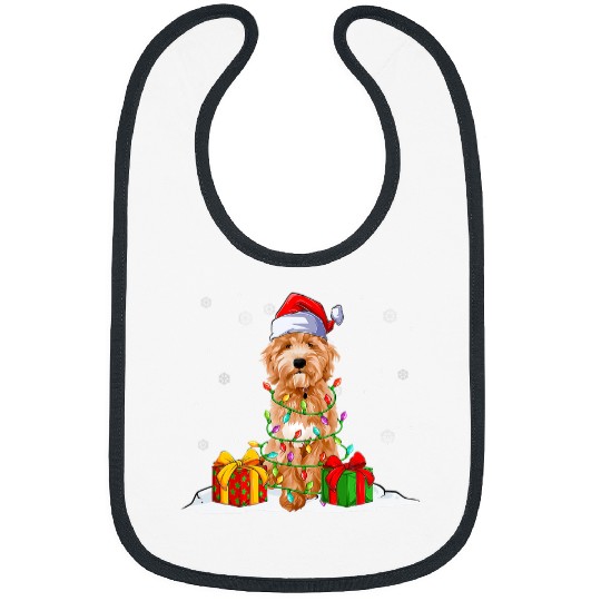 Dog Goldendoodle Santa Christmas Tree Lights xmass Pajama Dogs Bibs