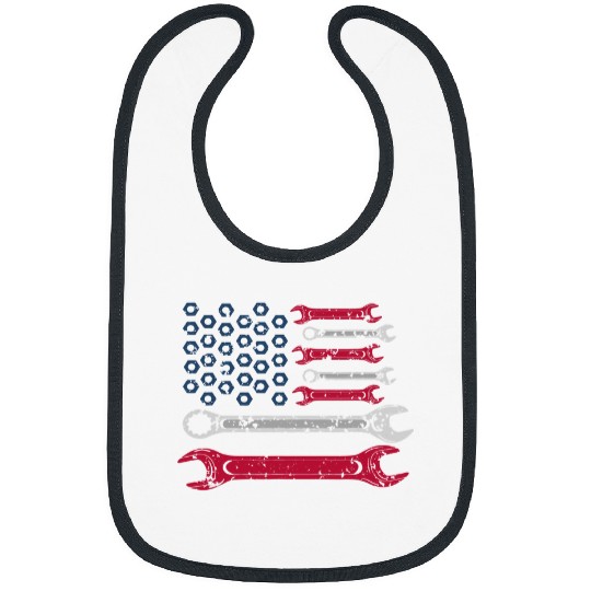 Diesel Mechanics USA Red White Blue American Flag Bibs