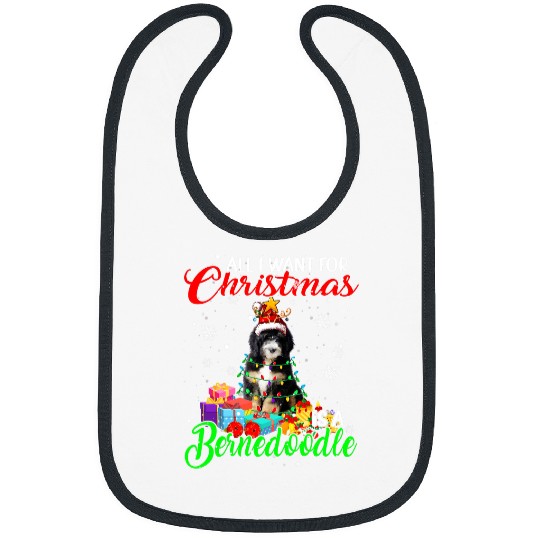 All I Want For Christmas Is A Bernedoodle Santa Reindeer Bibs