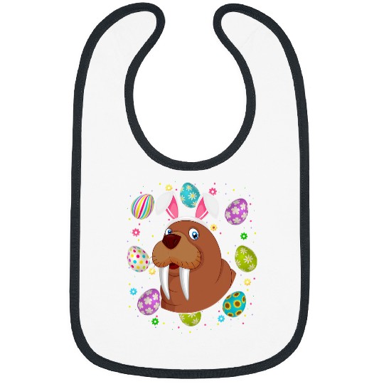 Funny Easter Egg Lover Bunny Ear Walrus Face Easter Sunday Bibs