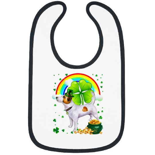 Dog Jack Russell St Patricks Day Jack Russell Terrier Shamrock Pet Dog Lover 3 Bibs