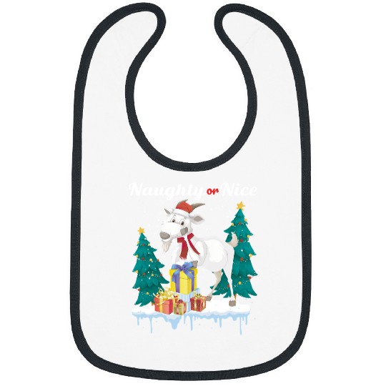 Funny Goats Naughty Or Nice Merry Christmas Women xmass Santa Claus Goats 203 Bibs