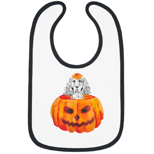 English Setter Dog Happy Halloween Pumpkin 37 Bibs