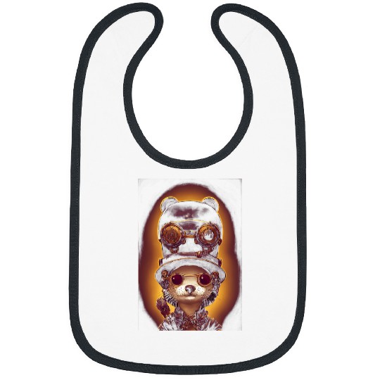 Otters Friendly Smiling Adorable Steampunk Female Otter Warrior Bibs