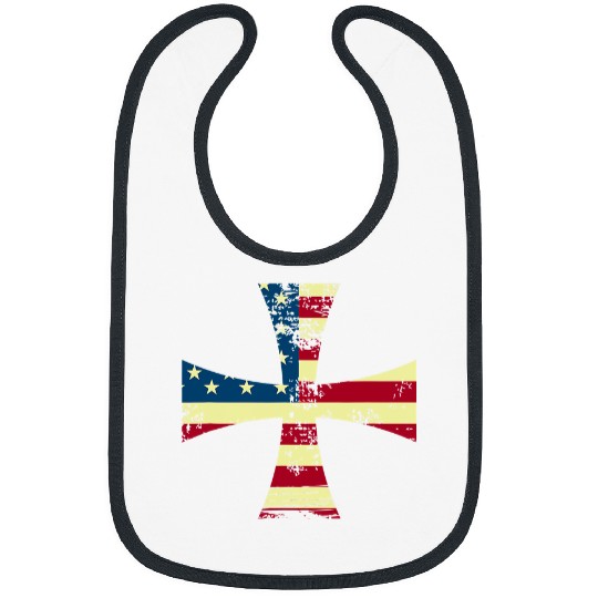 Dog Maltese USA Flag Knights Templar Maltese Cross Silhouette Bibs