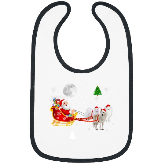 Dog Samoyed Funny Christmas Santa Riding Samoyed Santa Hat Pajama Xmas Bibs