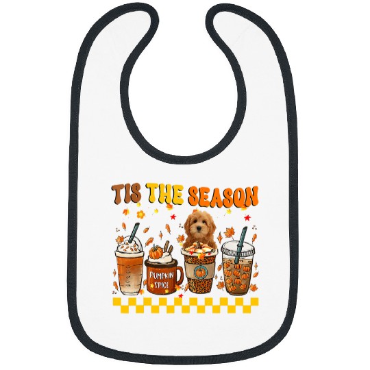Dog Goldendoodle Tis The Season Coffee Pumpkin Goldendoodle Halloween Fall Bibs