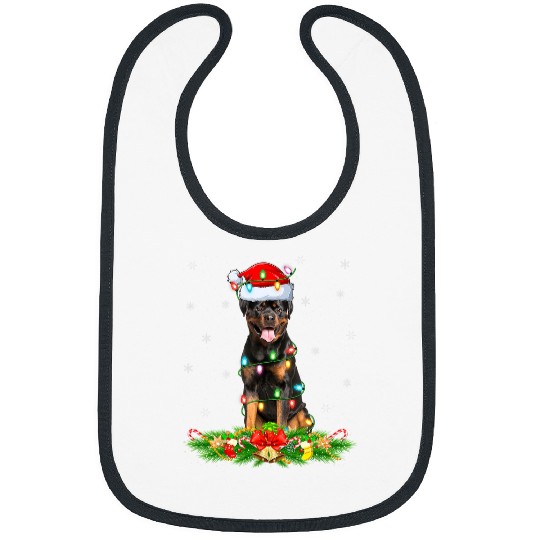 Dog Rottweiler Lover Lights xmass Santa Rottweiler Christmas Bibs