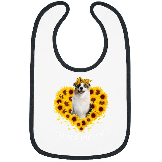 Australian Shepherd Mom Sunflower Dog Mom Women Bibs