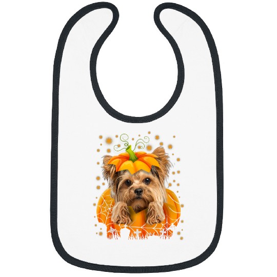 Funny yorkie inside pumpkin Halloween costume dog lover gift 117 Bibs