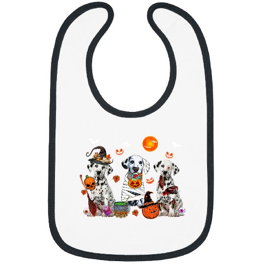 Dalmatian Three Dalmatian Dogs Witch Scary Mummy Halloween Zombie Dalmatians Dog Bibs
