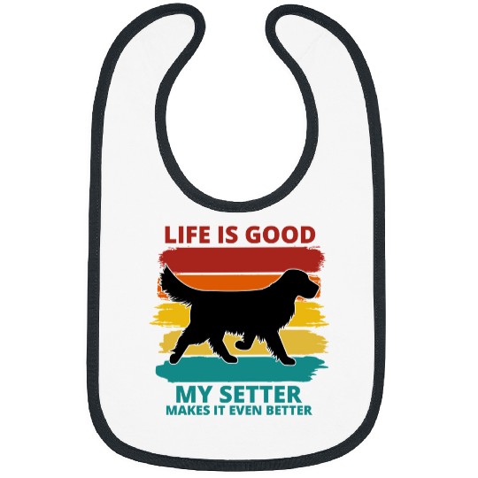 Dog Setter dog silhouette on retro brush strokes life is good paw Bibs