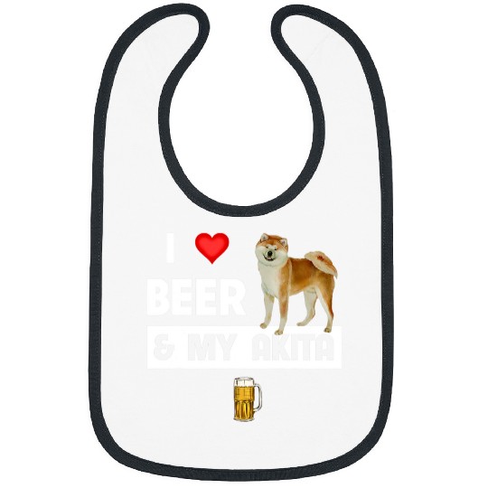 Beer I Love Beer and My Akita Mom Dad Dog Drinking Pet Parents Bibs