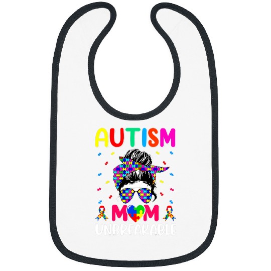 Autism Awareness Day Mom Life Women Bleached Neurodiverse Bibs