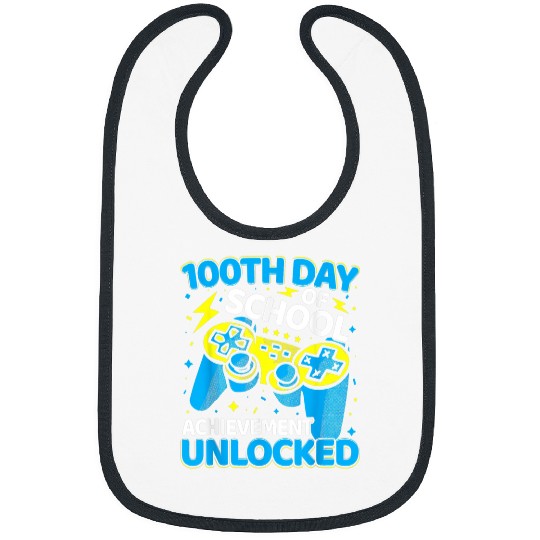 Level 100 Days Of School Unlocked Gamer Funny Boys Kids Bibs