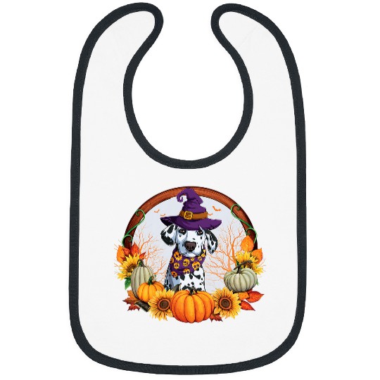 Dalmatian Fall Autumn Witch Dalmatian Halloween Costume Women Kids Dalmatians Dog Bibs