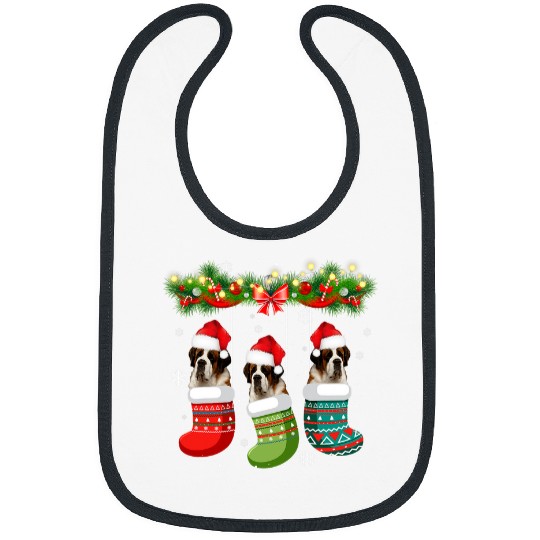 Dog Saint Bernard Christmas Socks Pajama Saint Bernard Dog Lover Bibs