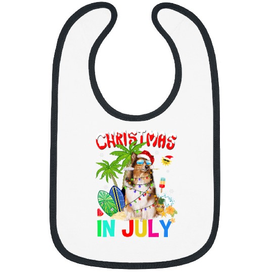 Dog Shetland Sheepdog in Santa Hat Sunglasses Christmas In July Bibs