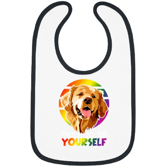 Goldie Dare To Be Yourself Gay Pride Rainbow LGBT Golden Retriever 667 Golden Retriever Dog Bibs