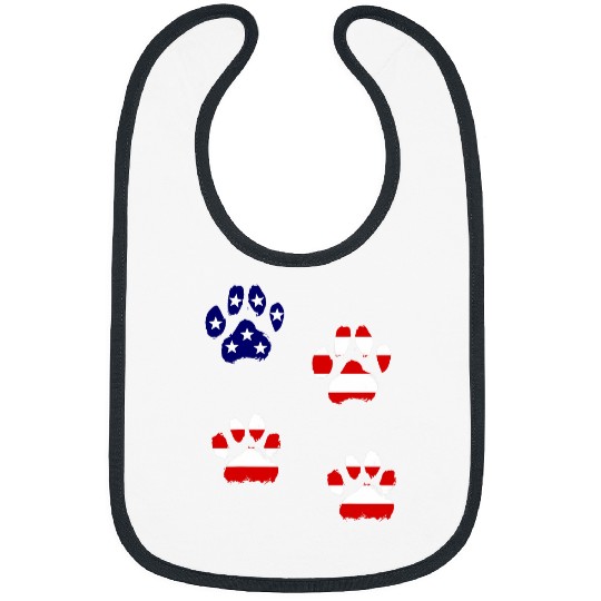Animal Lover USA Flag Cat Dog Paw Prints 4th Of July Bibs