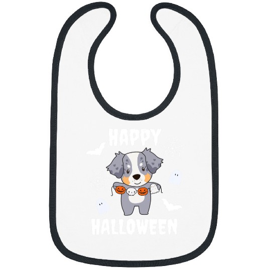 Australian Shepherd Happy Halloween Pumpkin Dogs Halloween 3 Bibs