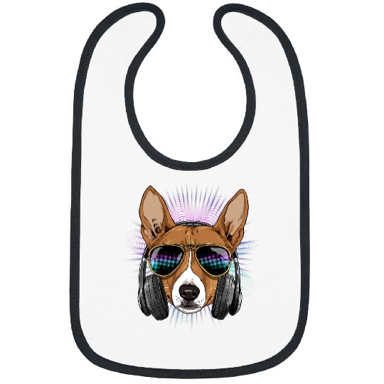 Dog Basenji EDM House Music DJ African Basenji Music Lover Music Artist Bibs