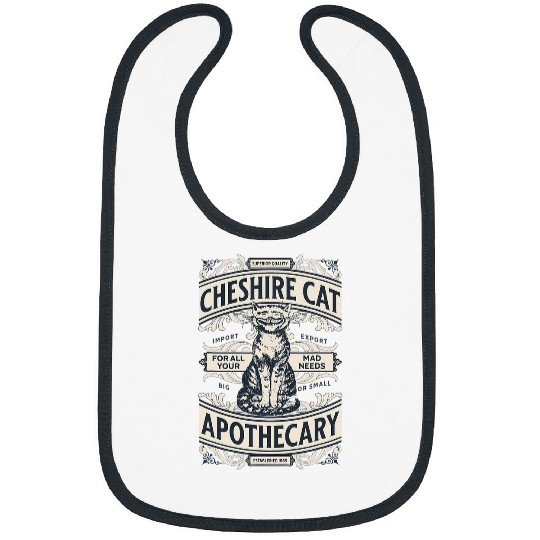 Cheshire Cat Alice in Wonderland vintages Book Design Bibs