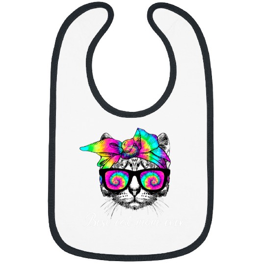 Cute Cat Face Tie Dye Sunglasses Cat Mom Lover Mothers Day Bibs