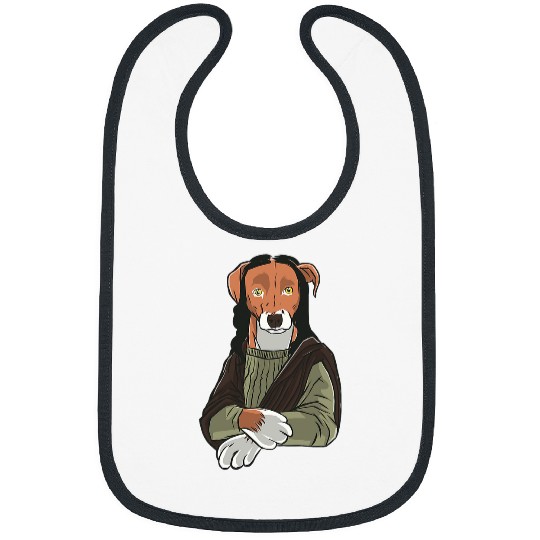 Dog Mona Lisa Fine Art Bark Beagle Dog Painting graphic Bibs