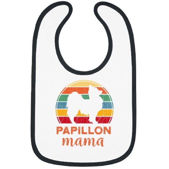 Dog Papillon Retro Papillon Dog Mama Gift Papillon Mom Pet Owner Vintage Bibs
