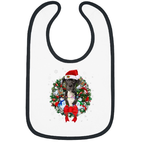 Dog Great Dane Christmas Wreath Decoration xmass Pajamas Bibs