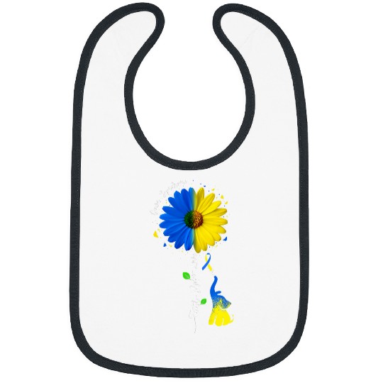 Faith Hope Love Down Syndromes Awareness Ribbon Yellow Blue 2 Bibs