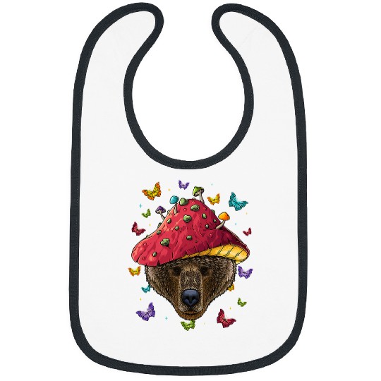 Funny Bear Cottagecore Bear Aesthetic Mushroom Cute Goblincore Cute Bears Bibs