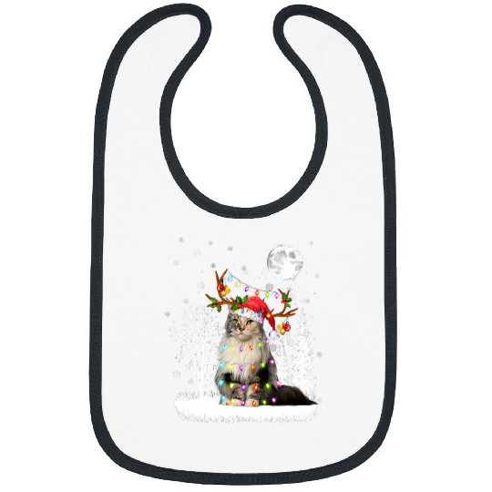 Maine Coon Under Moonlight Snow Christmas Pajama 1 Bibs