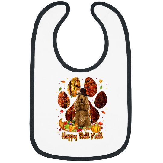 Dog Cocker Spaniel Its Fall Yall Cocker Spaniel Pilgrim Dog Paw Thanksgiving155 Bibs