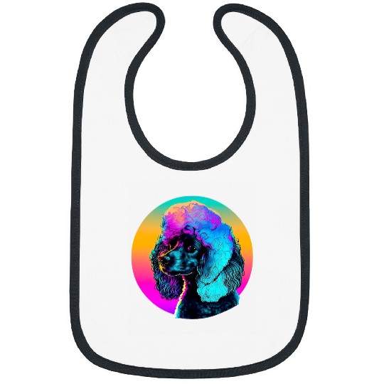 Poodles Synthwave Aethetic Retrowave Poodle dog Bibs