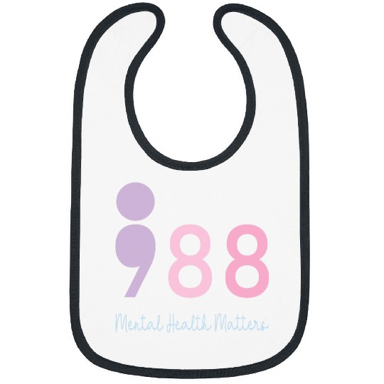 988 Semicolon Mental Health Matters suicides Prevention Retro 12 Bibs