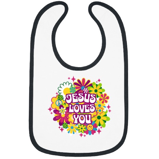 Christian Jesus Loves You in Retro 1960s Design Christ Bibs