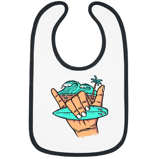 Surf Life good vibess Shaka Hawaii Hang Loose Surfing Beach Summer Bibs
