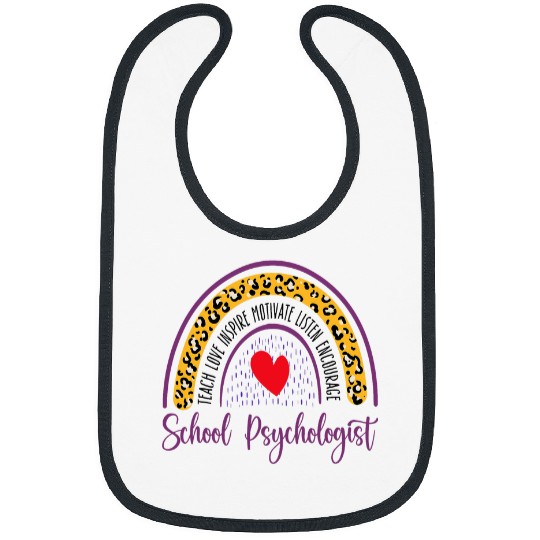 Back To School Psychologist Leopard Rainbow Teacher Novelty 2 Bibs